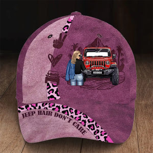 Personalized Jeep Hair Don't Care Jeep Girl with Name Cap Printed MTHN23234