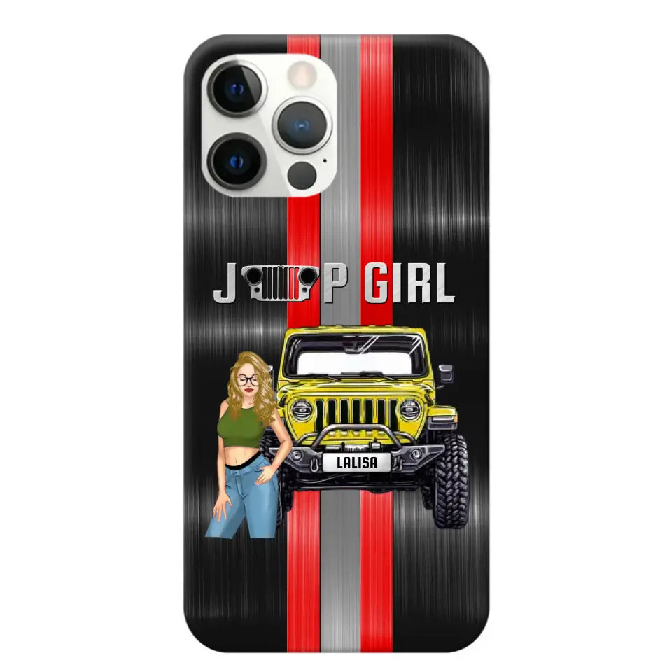 Personalized Jeep Girl with Name Phonecase Printed PVD23190