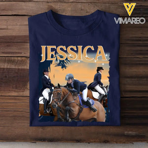 Personalized Upload Your Horse Riding Photo T-shirt Printed DNL23213