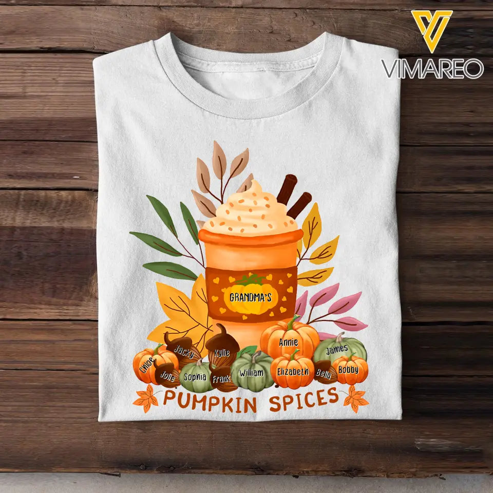 Personalized Grandma's Pumpkin Spices & Kid Names T-shirt Printed HTHHN23237