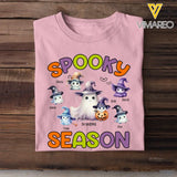 Personalized Spooky Season Grandma Ghost & Kid Names Tshirt Printed MTHN23228