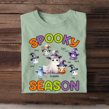 Personalized Spooky Season Grandma Ghost & Kid Names Tshirt Printed MTHN23228