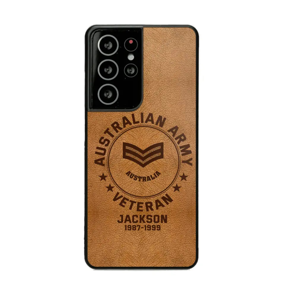 Personalized Australian Armed Force Leather Texture Phone Case Printed QTPN301