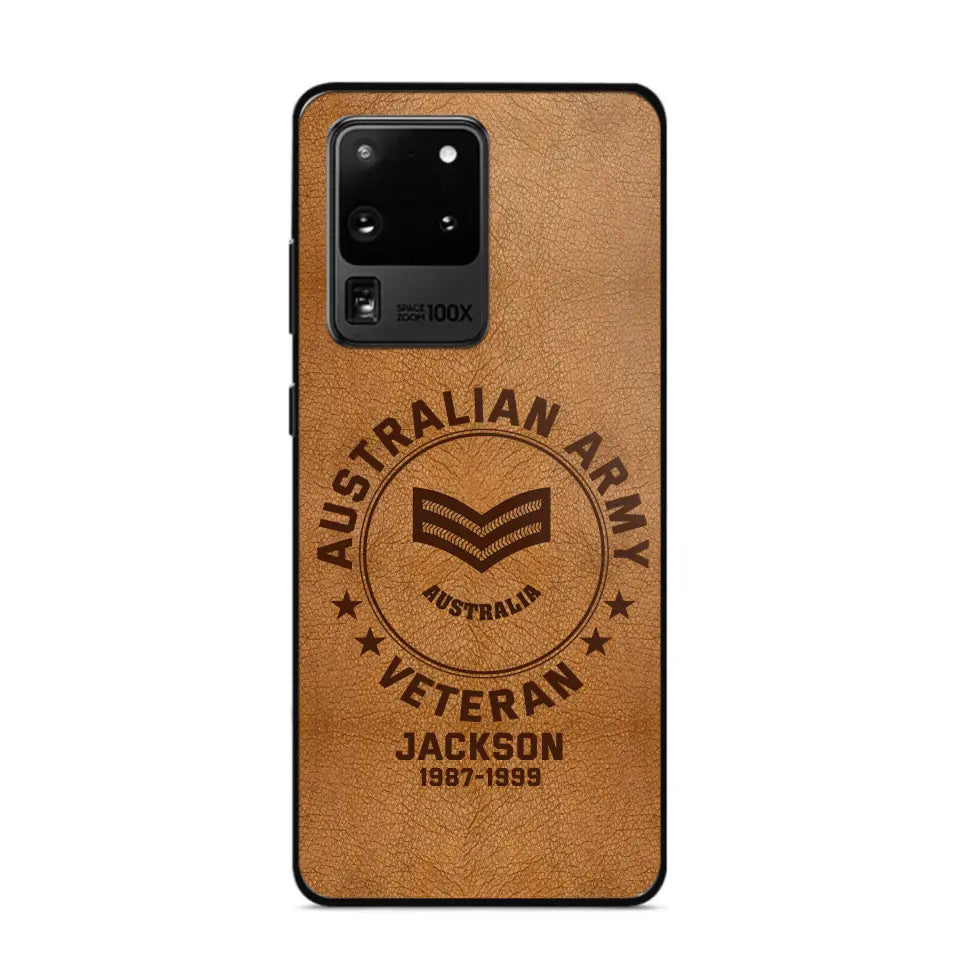 Personalized Australian Armed Force Leather Texture Phone Case Printed QTPN301