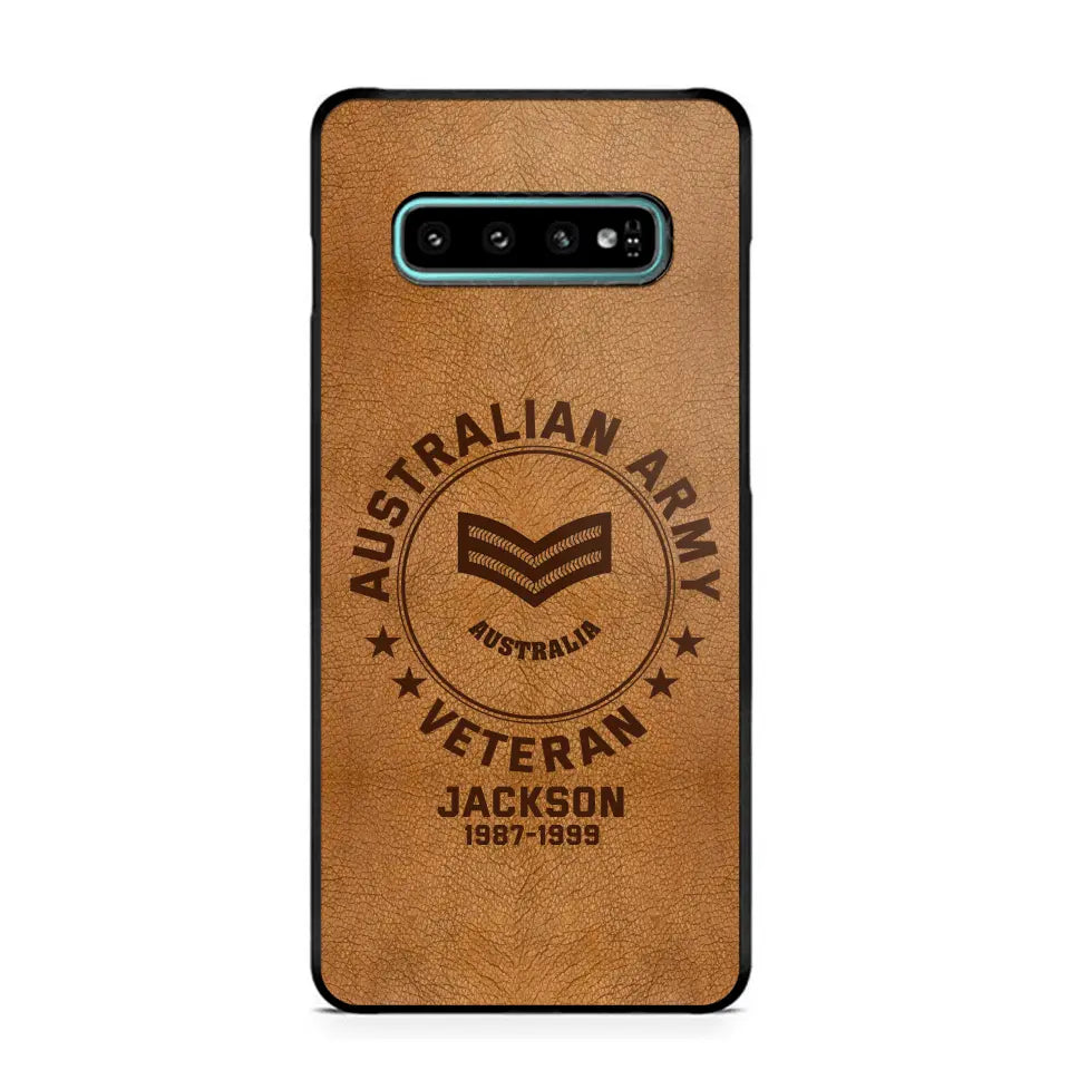 Personalized Australian Armed Force Leather Texture Phone Case Printed QTPN301