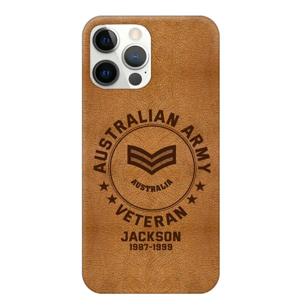 Personalized Australian Armed Force Leather Texture Phone Case Printed QTPN301