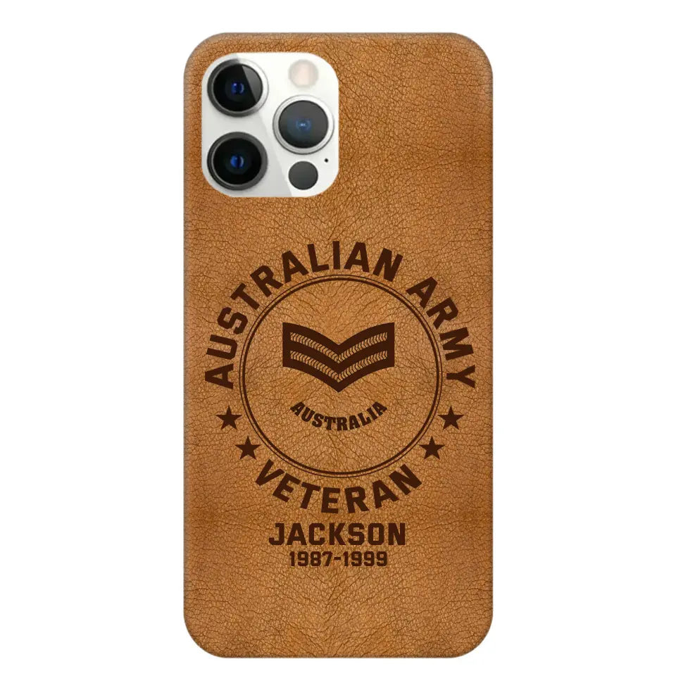 Personalized Australian Armed Force Leather Texture Phone Case Printed QTPN301