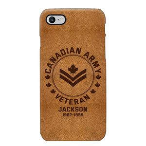 Personalized Canadian Armed Force Leather Texture Phone Case Printed QTPN301