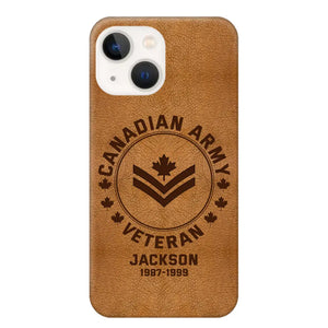 Personalized Canadian Armed Force Leather Texture Phone Case Printed QTPN301