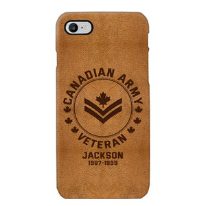 Personalized Canadian Armed Force Leather Texture Phone Case Printed QTPN301