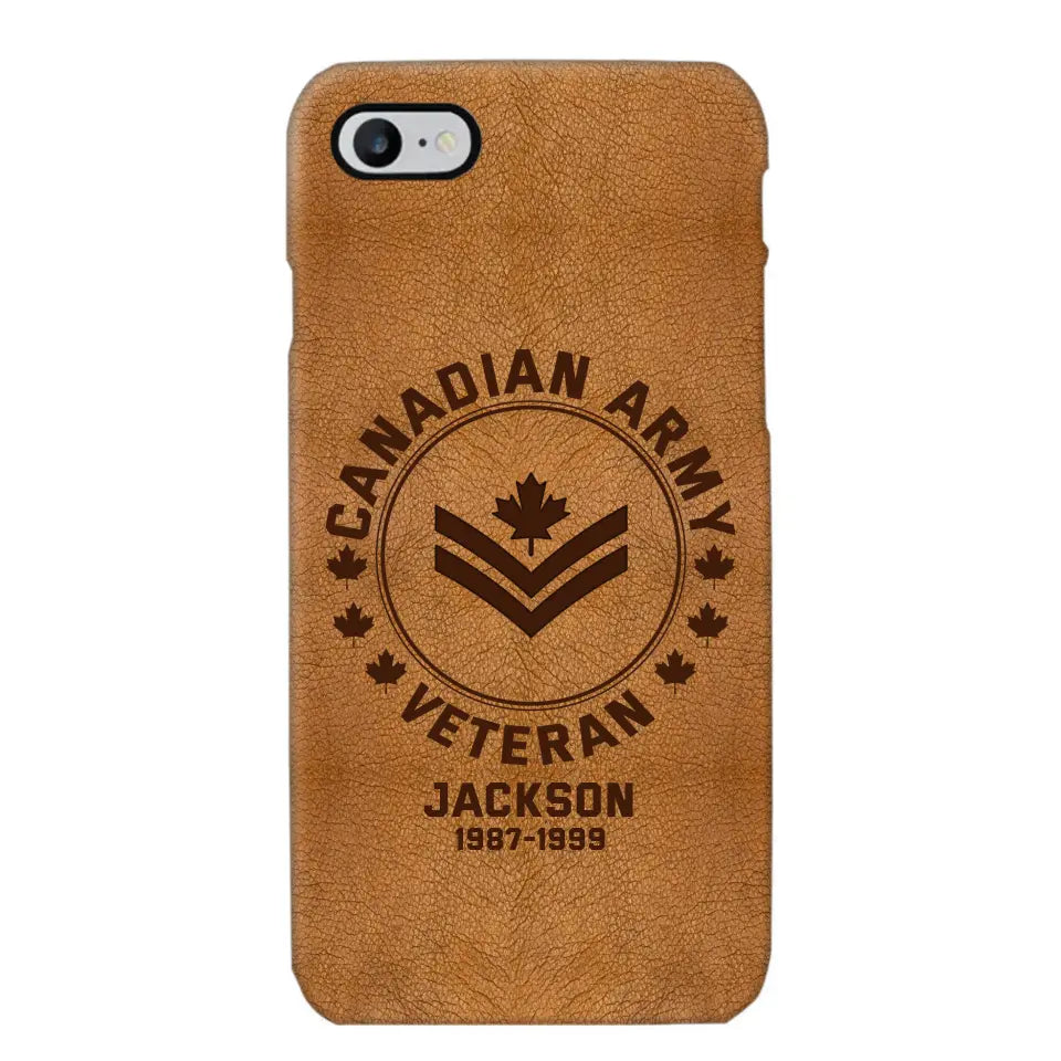 Personalized Canadian Armed Force Leather Texture Phone Case Printed QTPN301