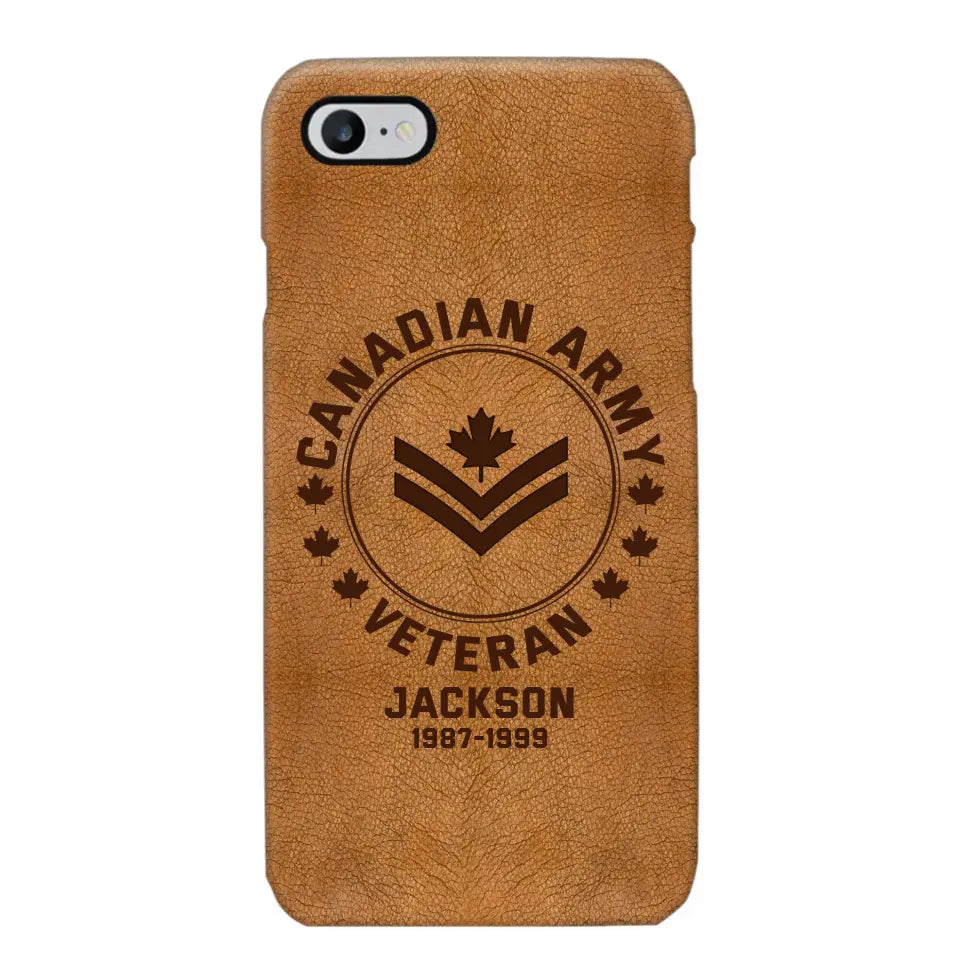 Personalized Canadian Armed Force Leather Texture Phone Case Printed QTPN301