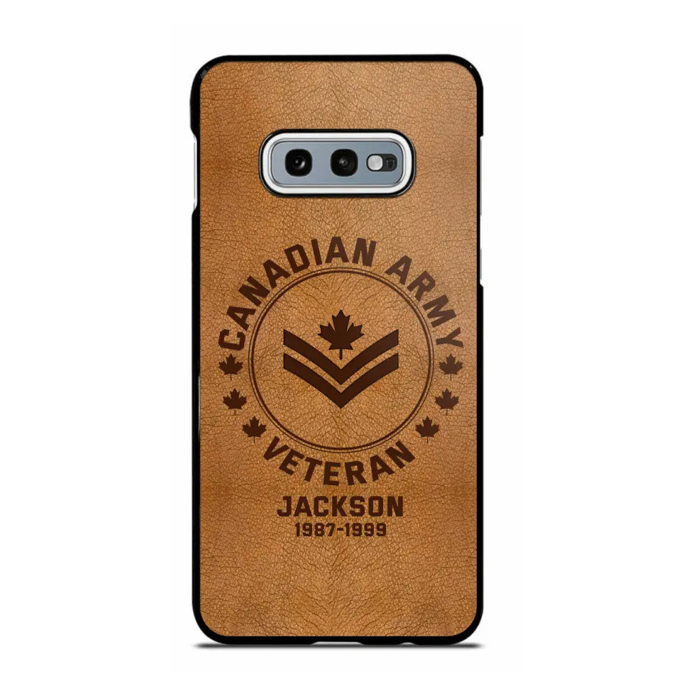 Personalized Canadian Armed Force Leather Texture Phone Case Printed QTPN301