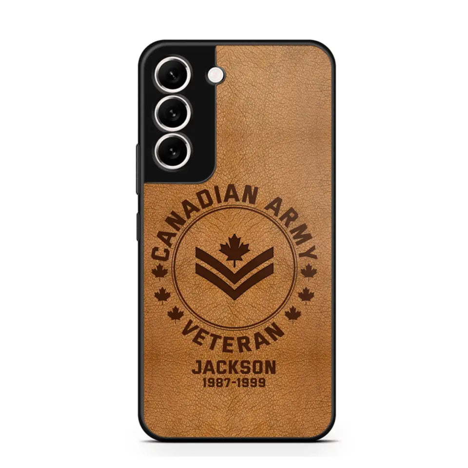 Personalized Canadian Armed Force Leather Texture Phone Case Printed QTPN301