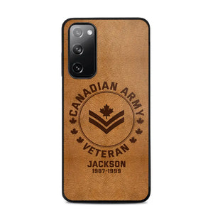 Personalized Canadian Armed Force Leather Texture Phone Case Printed QTPN301