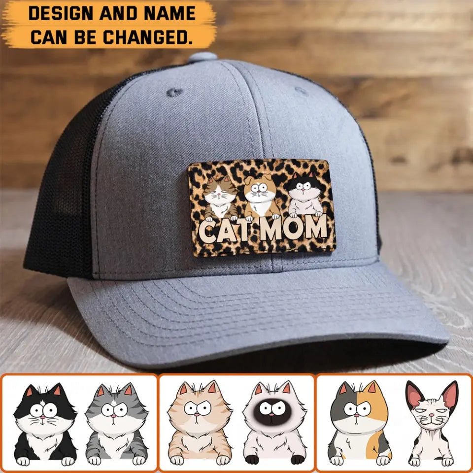 Personalized Cat Mom Cat Lovers Gift Leather Patch Hat Printed HTHHN23283