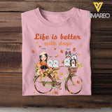 Personalized Fall Season Dog Mom Life Is Better with Dogs Dog Lovers Gift T-shirt Printed MTHN23287