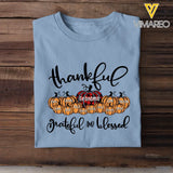 Personalized Grandma Thankful Grateful And Blessed Gift T-shirt Printed QTHN23323