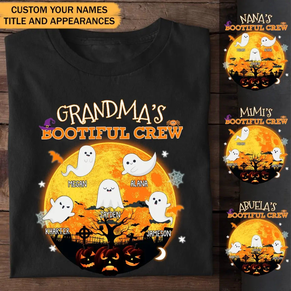 Personalized Grandma's Bootiful Crew Ghost with Kid Names Halloween T-shirt Printed HTHPVD23293