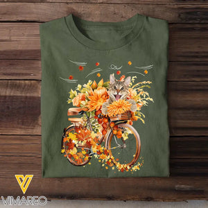 Personalized Upload Your Cat Photo Flowers Bike Fall Season T-shirt Printed MTKVH23303