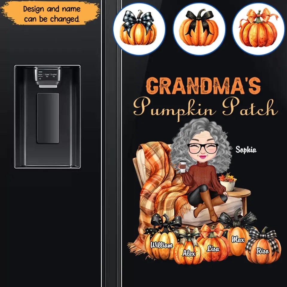 Personalized Grandma's Pumpkin Patch with Kid Names Fridge Decal Printed MTHN23295