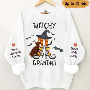 Personalized Witchy Grandma with Kid Names Printed Sweatshirt HTHVQ23307