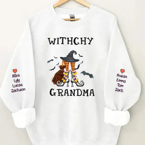 Personalized Witchy Grandma with Kid Names Printed Sweatshirt HTHVQ23307