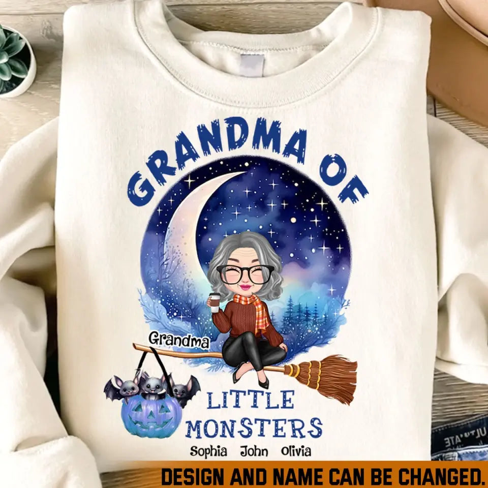 Personalized Grandma Of Little Monsters & Kid Names Sweatshirt Printed MTVQ23330