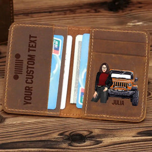 Personalized Jeep Girl Custom Name Leather Card Wallet PTN23344