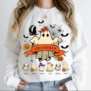 Personalized Grandma Ghost Kid Names Sweatshirt Printed HTHKVH23316