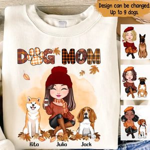 Personalized Dog Mom Dog Lovers Gift Fall Season Sweatshirt Printed PTN23340