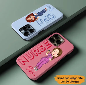 Personalized Colorfull Chibi Nurse With 3D Text Job Tittle And Name Phonecase 23392