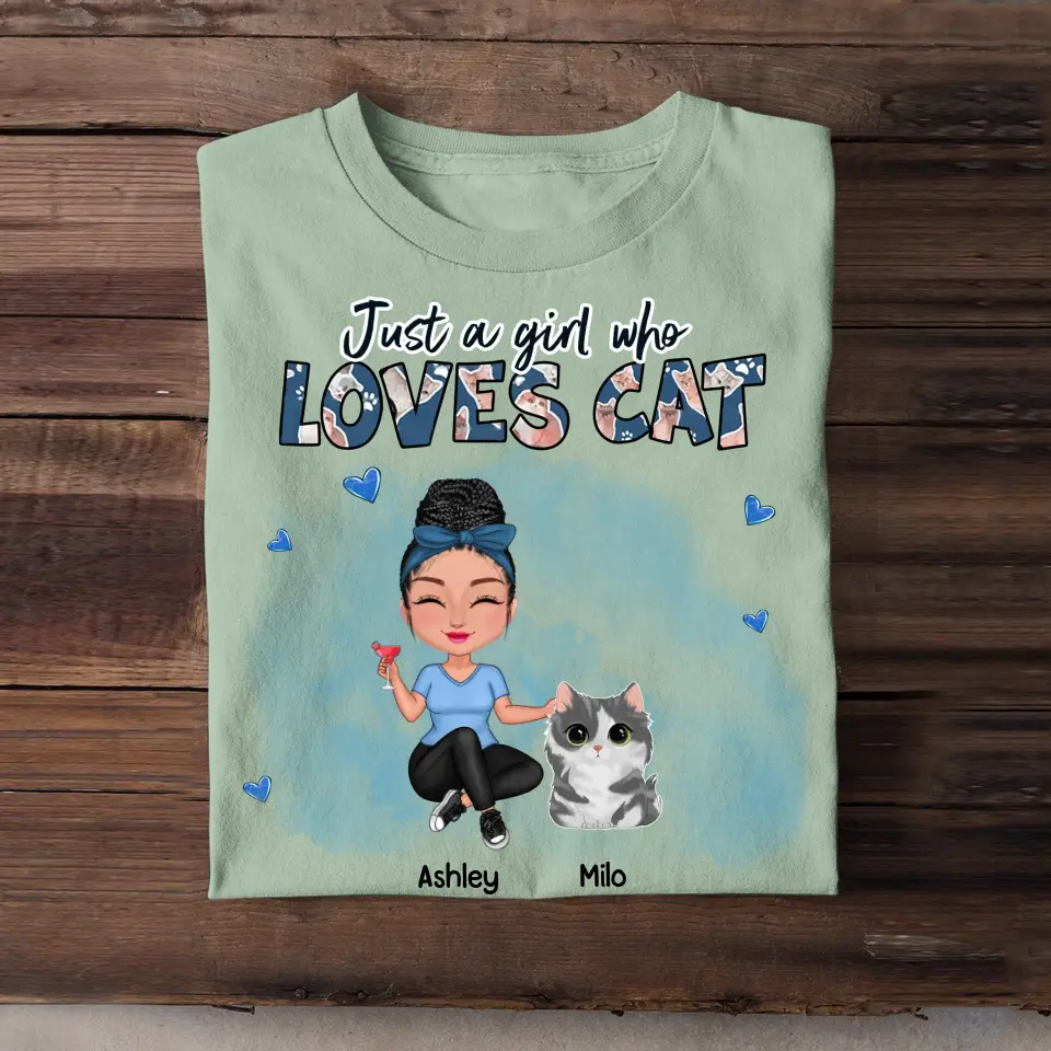 Personalized Just A Girl Who Loves Cats Tshirt 2D Printed  LDMVQ23347