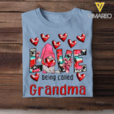 Personalized Gnome with Hearts Love Being Called Grandma Tshirt 2D Printed HN23416