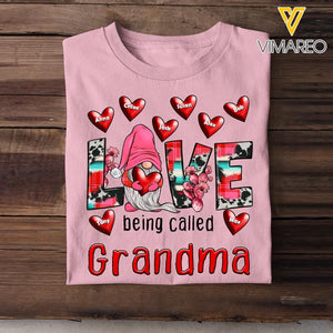 Personalized Gnome with Hearts Love Being Called Grandma Tshirt 2D Printed HN23416