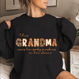 Personalized This Grandma Wears Her Spooky Pumpkins On Her Sleeve Sweatshirt Printed HTHKVH23412