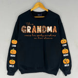 Personalized This Grandma Wears Her Spooky Pumpkins On Her Sleeve Sweatshirt Printed HTHKVH23412