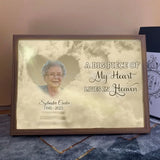 Personalized Upload Your Grandma Photo A Big Piece Of My Heart Lives In Heaven Light Frame Canvas Printed VQ23423