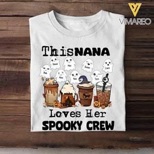 Personalized This Nana Loves Her Spooky Crew Ghosts with Kid Names Halloween Gift T-shirt HTHHN23427