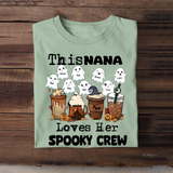 Personalized This Nana Loves Her Spooky Crew Ghosts with Kid Names Halloween Gift T-shirt HTHHN23427