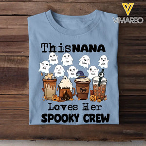 Personalized This Nana Loves Her Spooky Crew Ghosts with Kid Names Halloween Gift T-shirt HTHHN23427