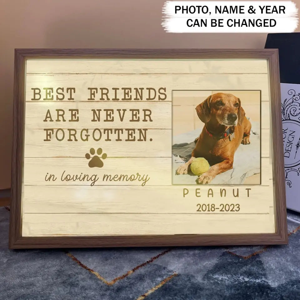 Personalized Upload Your Dog Photo Best Friends Are Never Forgotten In Loving Memory Light Frame Canvas Printed VQ23430