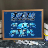 Personalized Grandma Like A Mom But Cooler Turtles with Kid Names Light Frame Canvas Printed HTHVQ23432