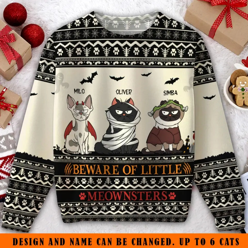 Personalized Cat Halloween Cat Lovers Gift Sweater Printed KVH23424