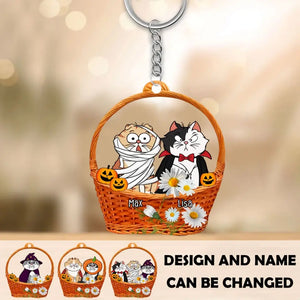 Personalized Cat Halloween Custom Name Cat Lovers Gift Acrylic Keychain Printed MTHN23366