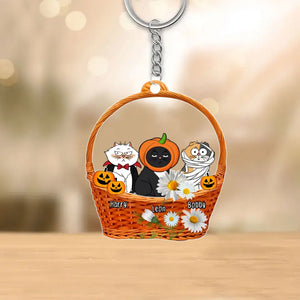 Personalized Cat Halloween Custom Name Cat Lovers Gift Acrylic Keychain Printed MTHN23366