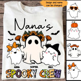 Personalized Nana's Spooky Crew Ghost with Kid Names T-shirt Printed HTHHN23459