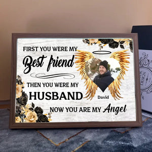 Personalized Upload Your Husband Photo First You Were My Best Friend Then You Were My Husband Now You Are My Angel Light Frame Canvas Printed MTPN23461