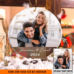 Personalized Upload Your Couple Photo Gift for Couple Christmas Gift Acrylic/Plastic Ornament Printed KVH23462