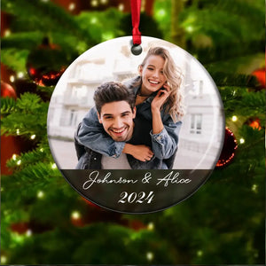 Personalized Upload Your Couple Photo Gift for Couple Christmas Gift Acrylic/Plastic Ornament Printed KVH23462